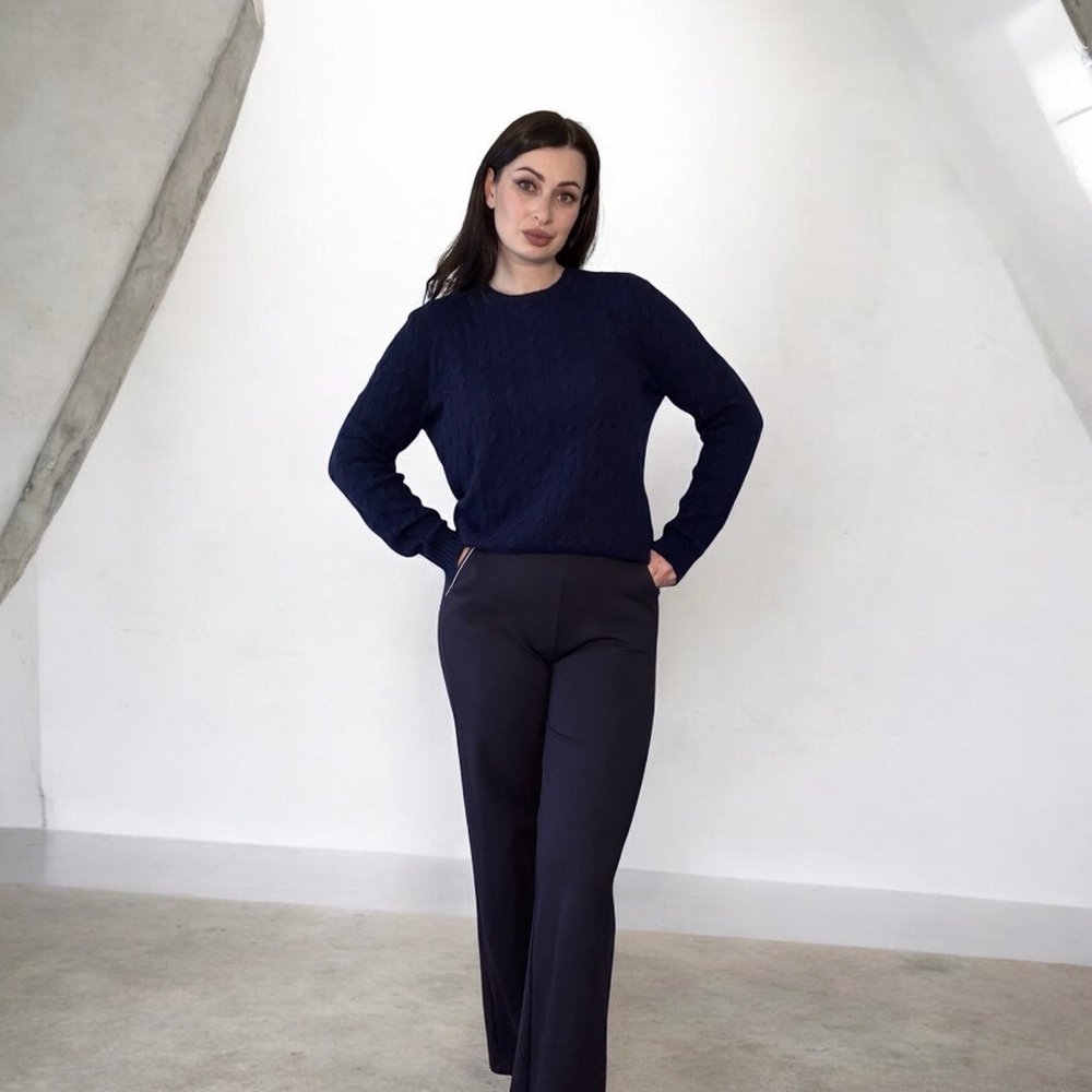 Polo Ralph Lauren Cashmere Cable Knit Sweater Navy Blue Crewneck Women’s L